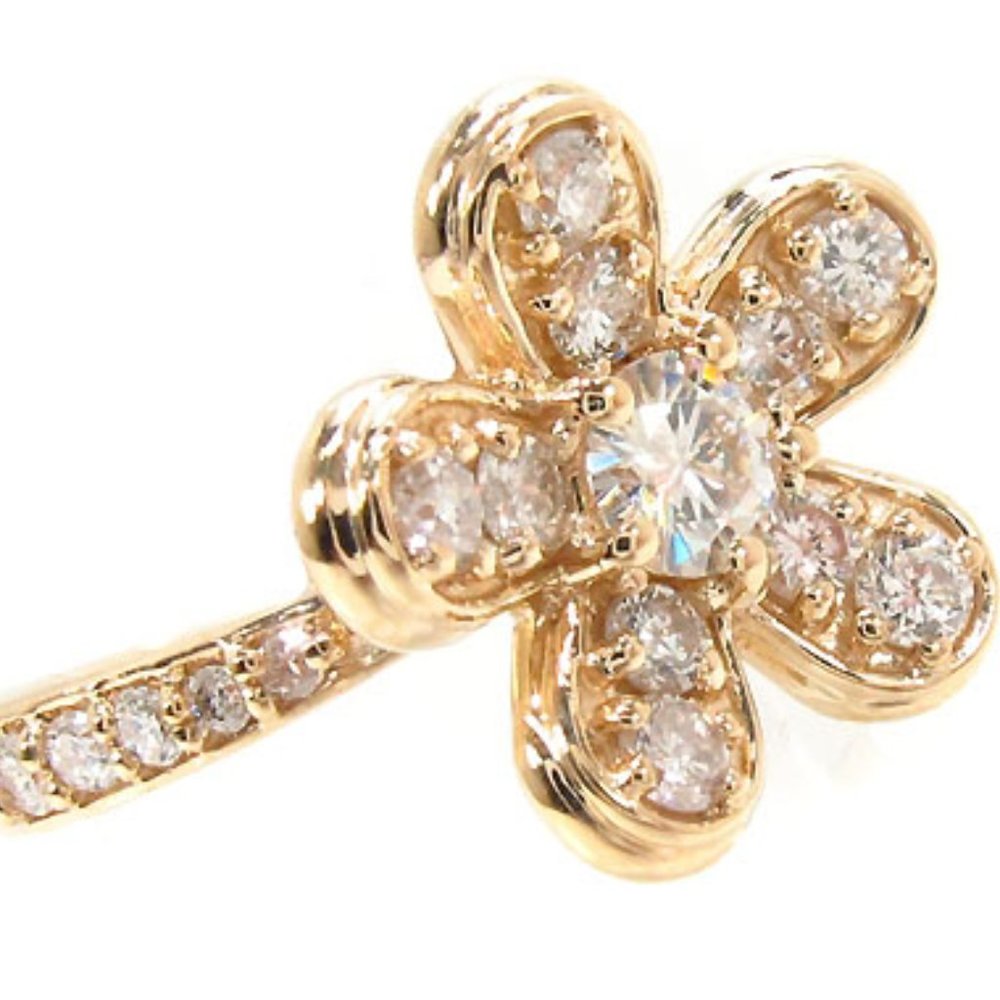 14k Gold 0.90 ct Prong Diamond Flower Ring